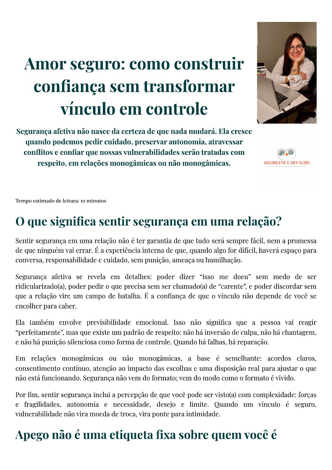 Capa do artigo Amor seguro: como construir confiança sem transformar vínculo em controle